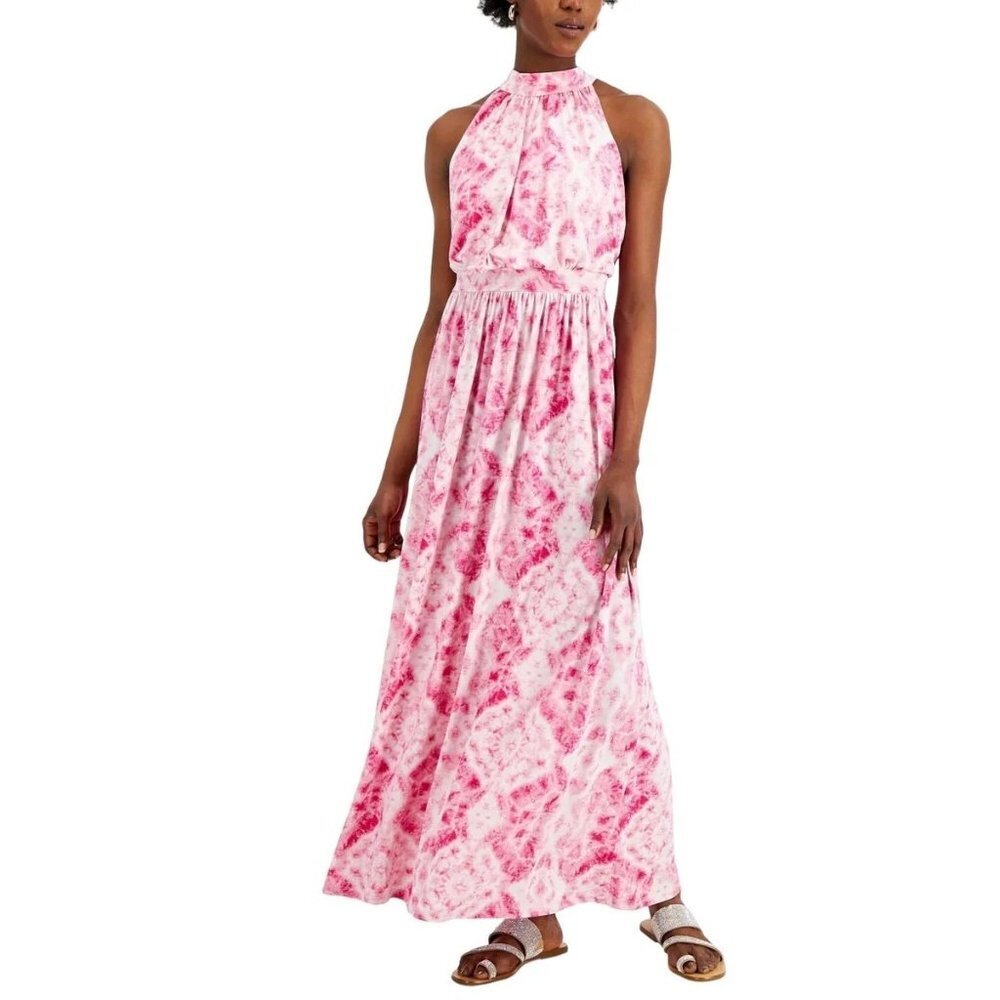 INC International Concepts Pink Heritage Maxi Dress  P396